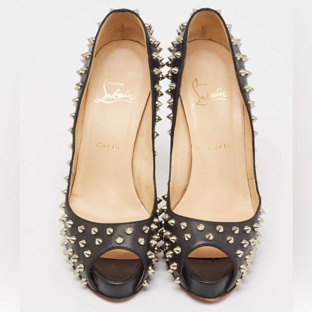 Christian Louboutin Black and Silver Spiked Heels